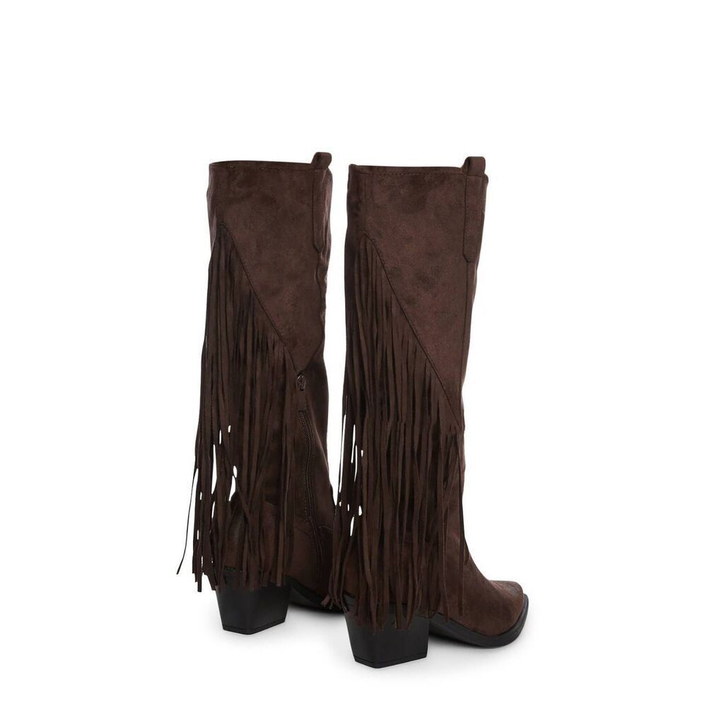 Dolls Kill Swept Away Fringe Faux Suede Cowboy Boots - Picture 3 of 5